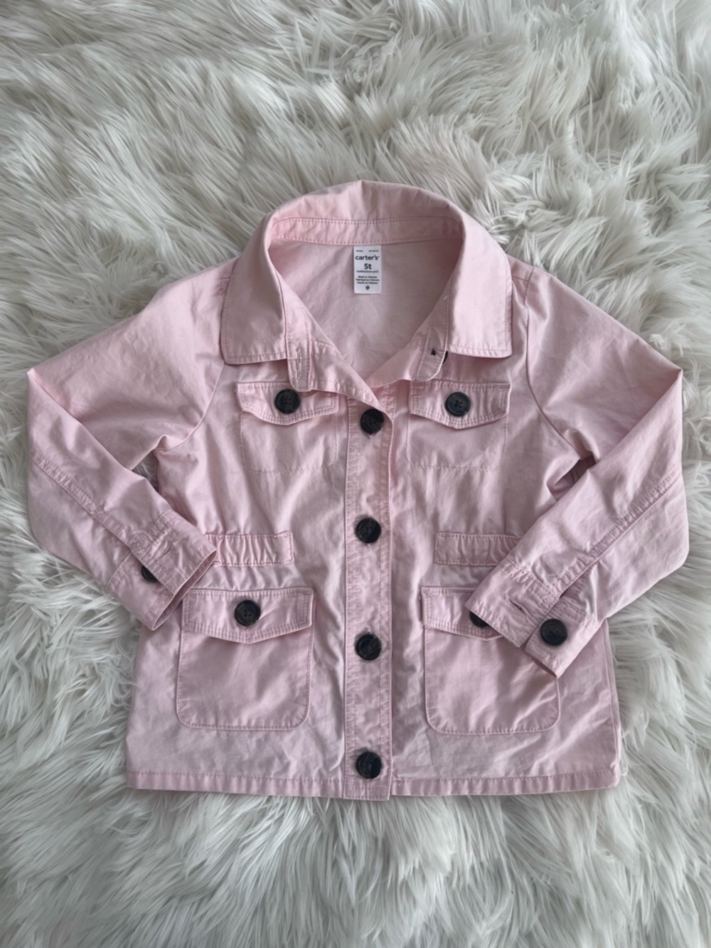 Carter's Light Pink Cotton Utility Jean Jacket for Kids